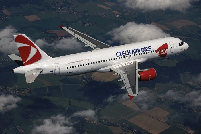 Airbus A320 Czech Airlines podczas lotu