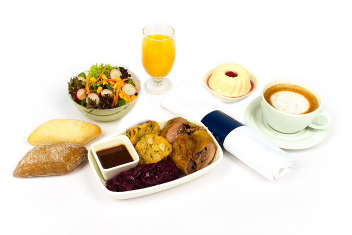 Meniu Gourmet - Meniu cald cu carne de rața servit la bordul aeronavelor Czech Airlines pe timpul zborului